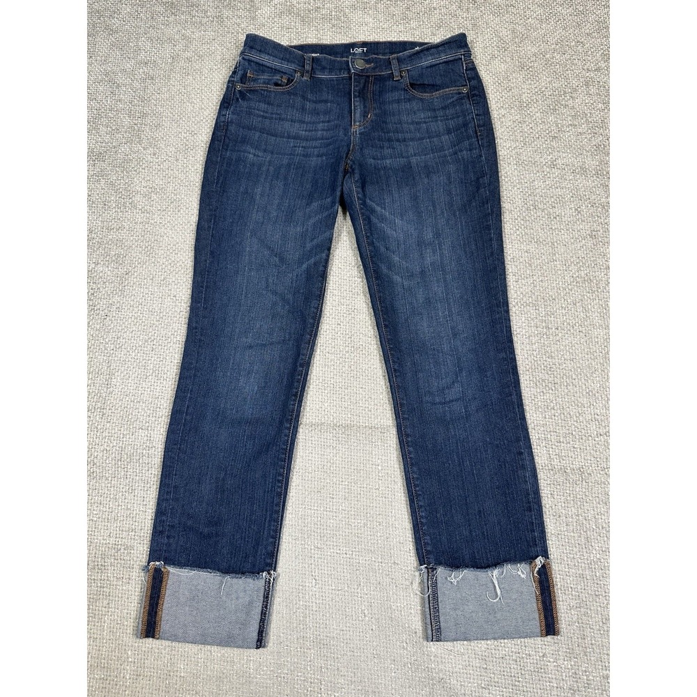 Loft Outlet Jeans Womens 4 30x27 Original Straight Cuffed Hem Stretch